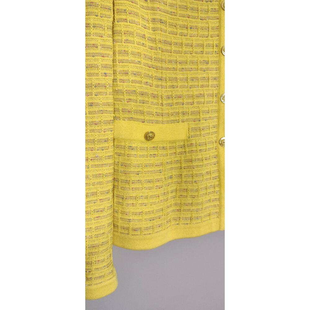 St. John Collection Multicolor Yellow Button Front Cardigan Sweater Size 12 - Picture 6 of 16
